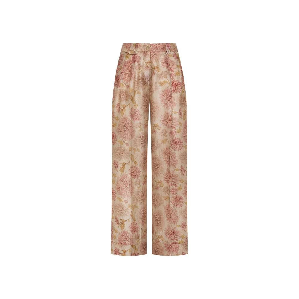 Seventy Pink Wide Trousers, Female, Xs, Pantalone In Organza Fiammata