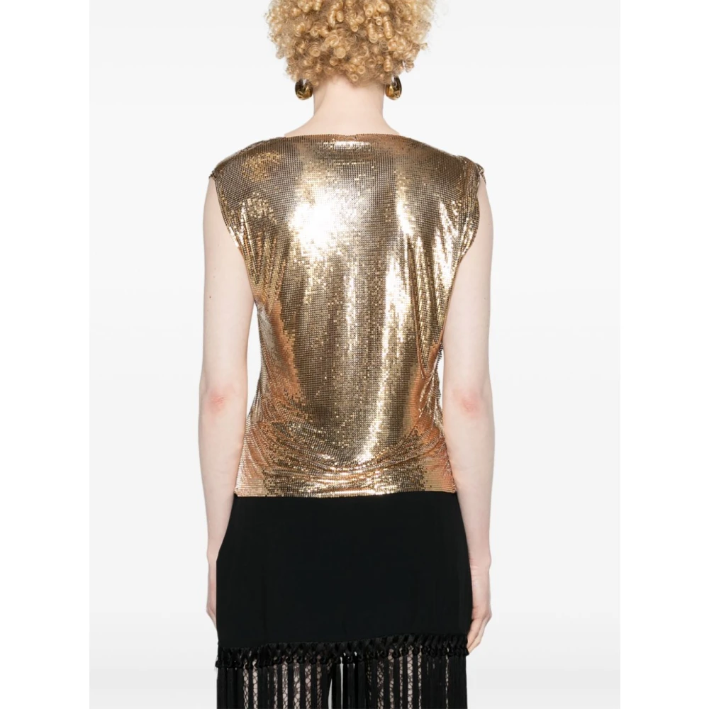 Paco Rabanne Gedrapeerd Gouden Top Yellow Dames