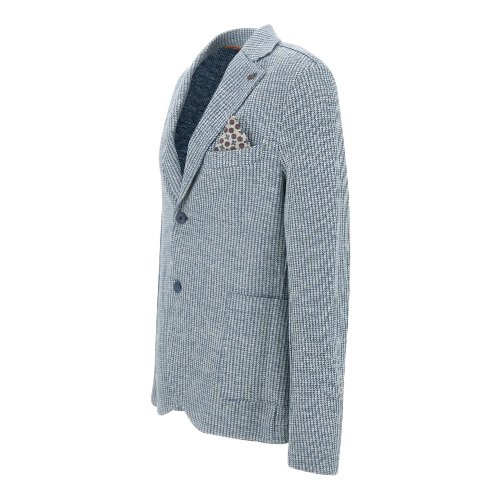 BOB Blauwe Heren Blazer Katoen Linnen Blue Heren
