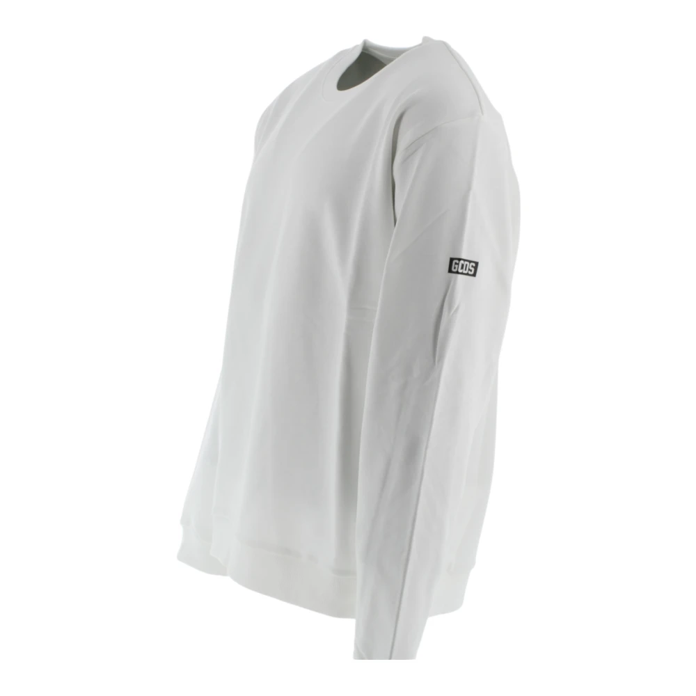 Gcds Witte Crewneck Sweater Essentials White Heren