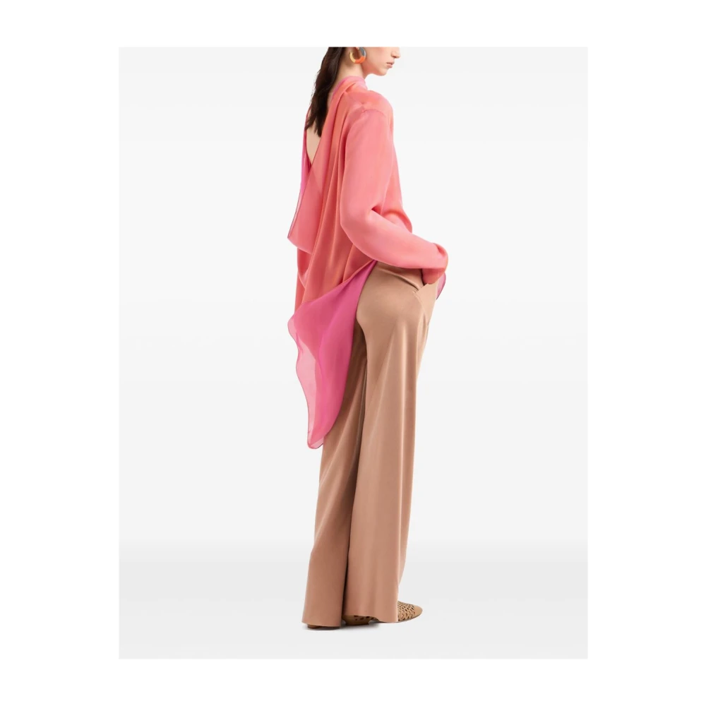 Giorgio Armani Zijden Chiffon Roze Blouse Pink Dames