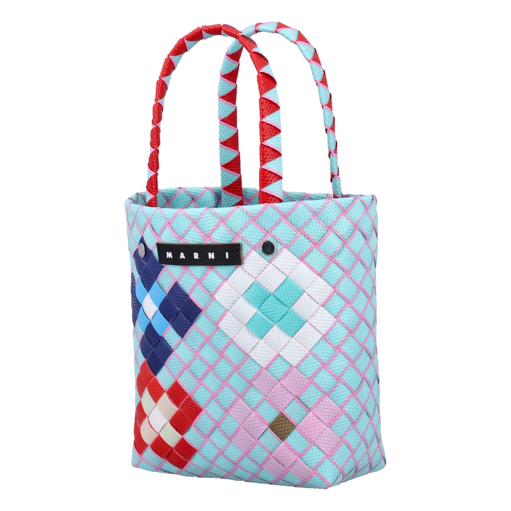 Marni Turquoise Geweven Micro Mand Tas Blue Dames
