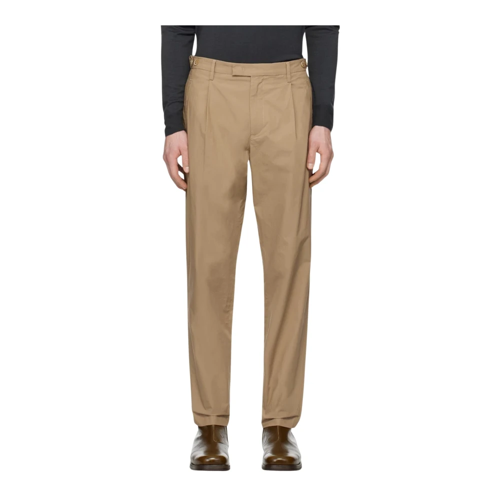 Barena Venezia Men's Beige Straight Trousers, S, Regular Fit Adjustable Waist Trousers