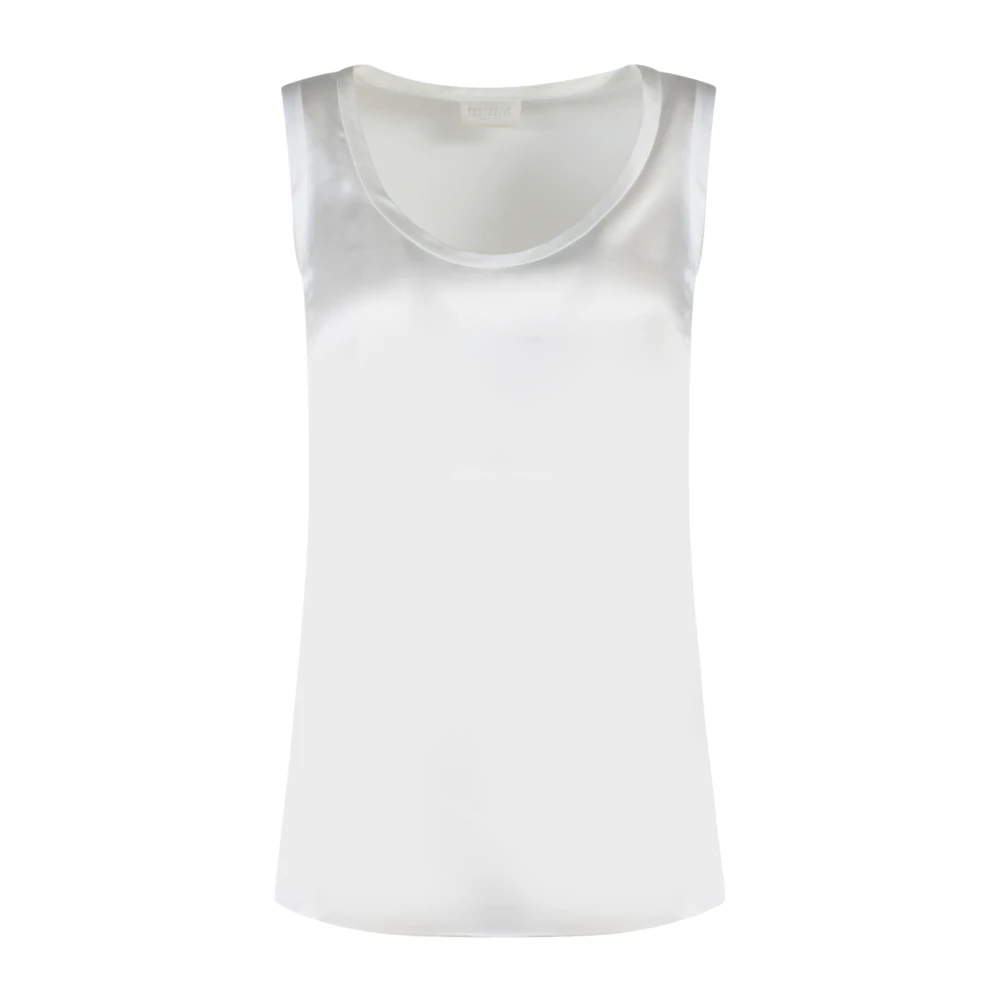 BRUNELLO CUCINELLI Zijden Crew-neck Top White Dames