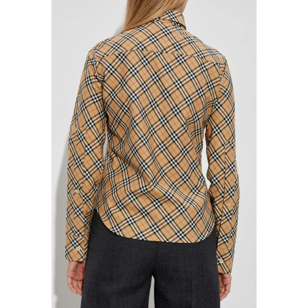 Burberry Overhemd met ruitpatroon Beige Dames
