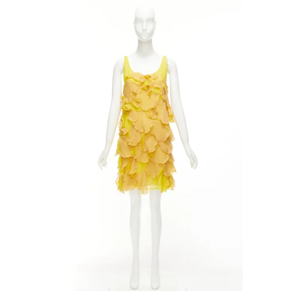 Fendi Vintage Pre-owned Silk dresses Yellow Dames
