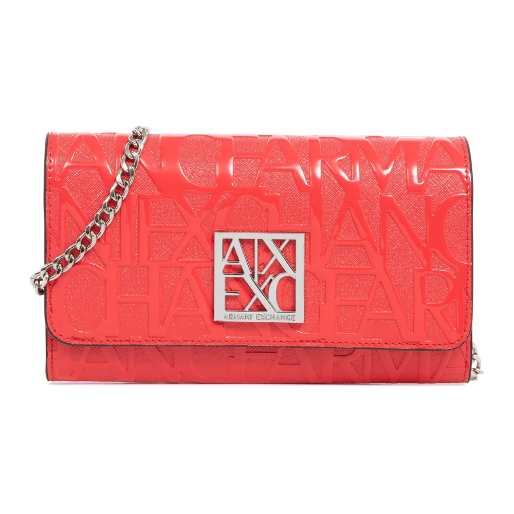 Armani Exchange Logo Drukknoop Schoudertas Red Dames