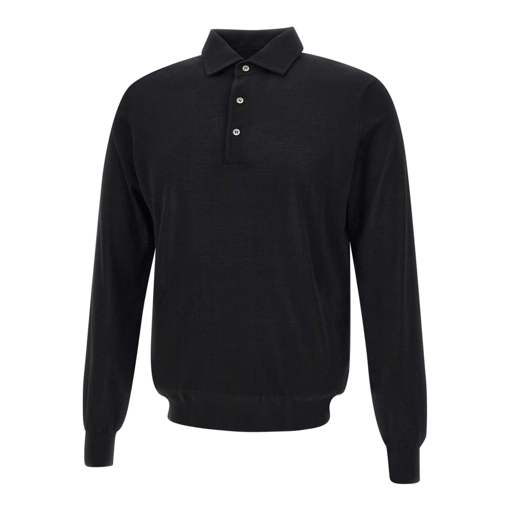 Filippo De Laurentiis Zwarte Merinowol Polo Shirt Black Heren