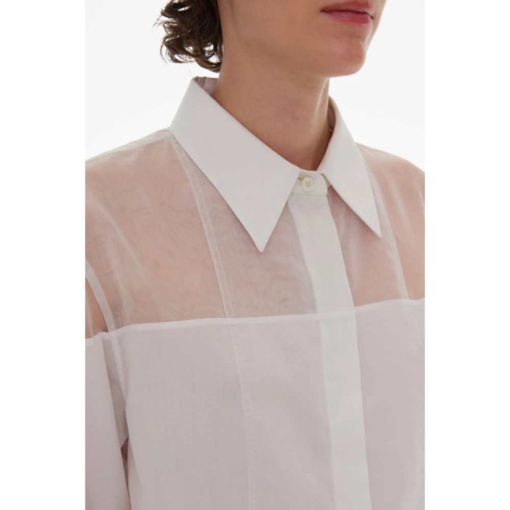 Helmut Lang Witte Katoenen Overhemd met Transparante Paneel White Dames