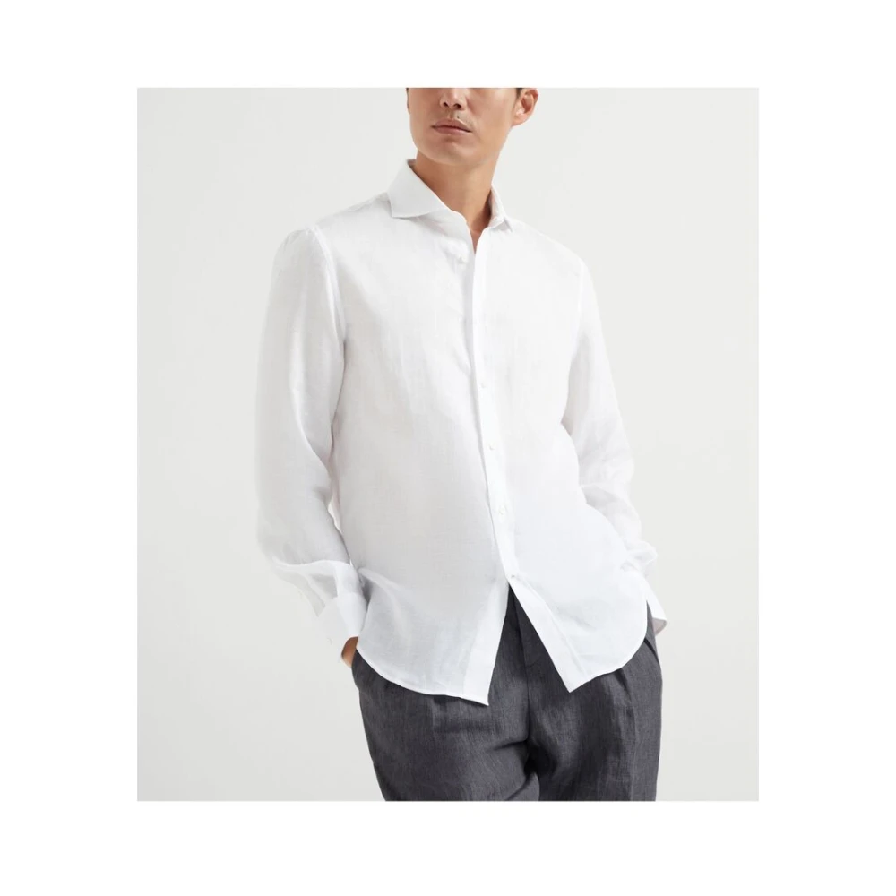 BRUNELLO CUCINELLI Witte Overhemd met Knopen Lange Mouwen White Heren