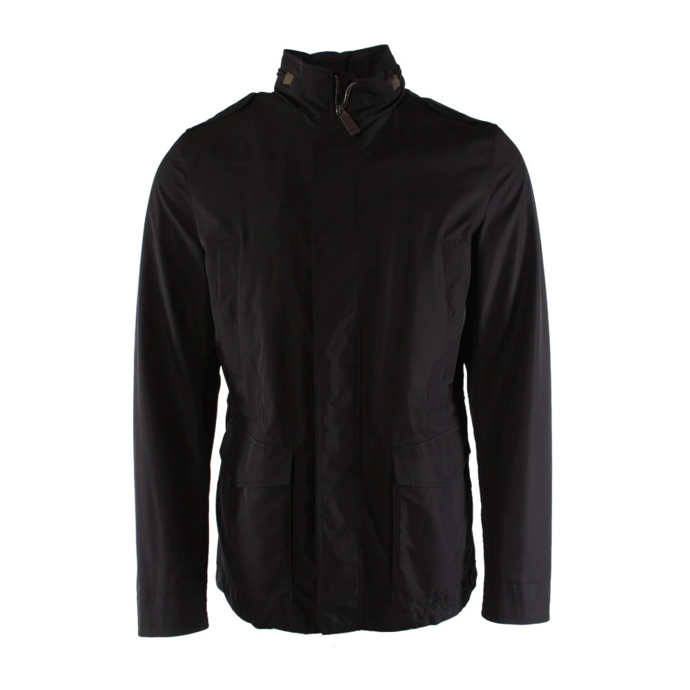 Herno Zwarte Polyester Herenjas Black Heren