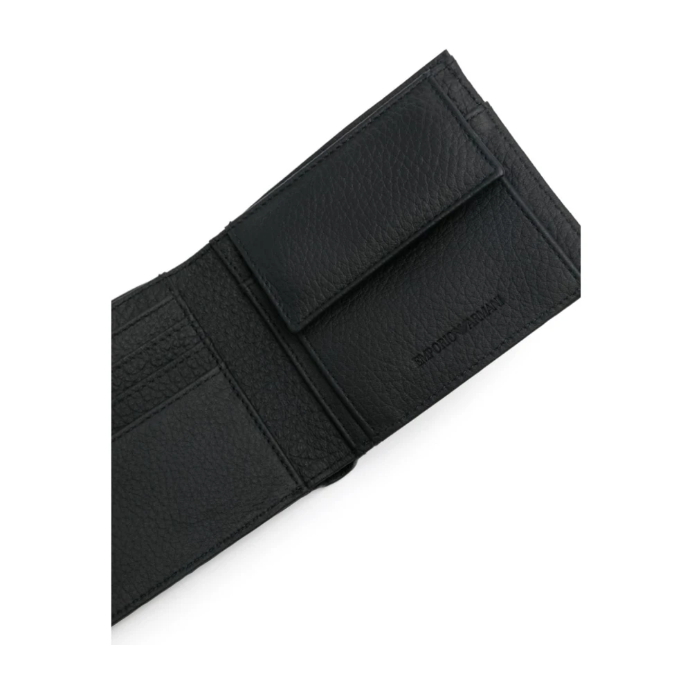 Emporio Armani Zwarte leren portemonnee met reliëfpatroon Black Heren