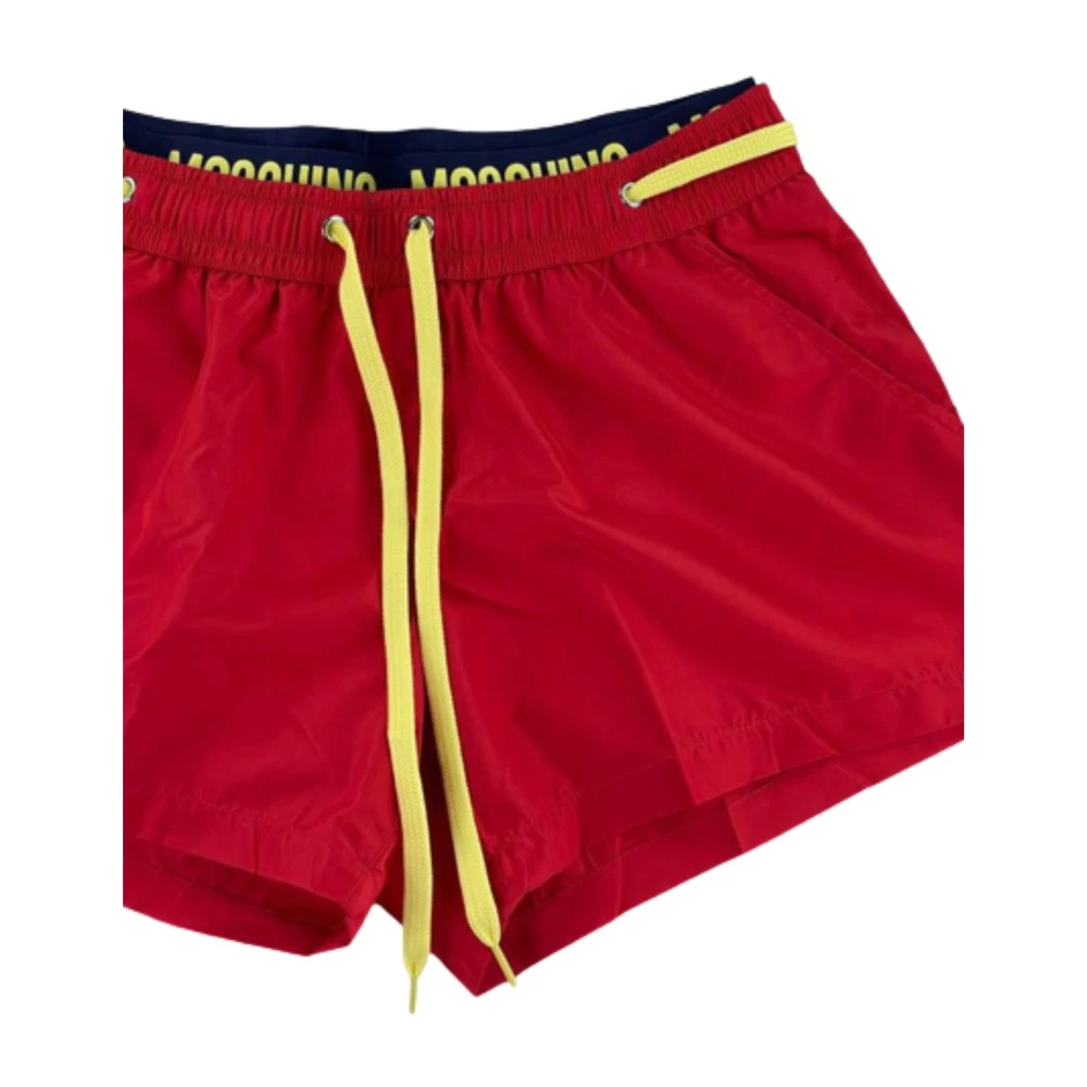 Moschino Heren Zwemkleding Stijlvol Logato Groffato Red Heren