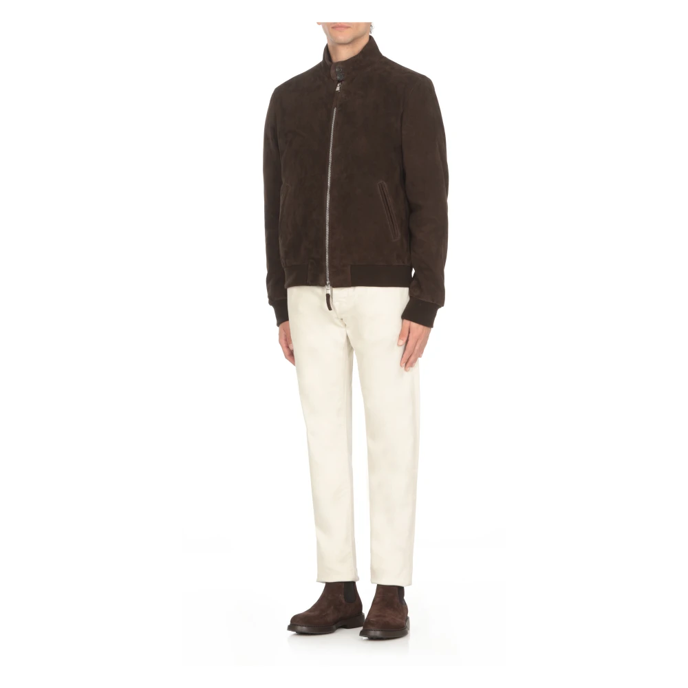 The Jack Leathers Bruine Suède Leren Jas voor Mannen Brown Heren