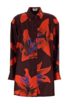 Satin Oversize Tryckt Skjorta
