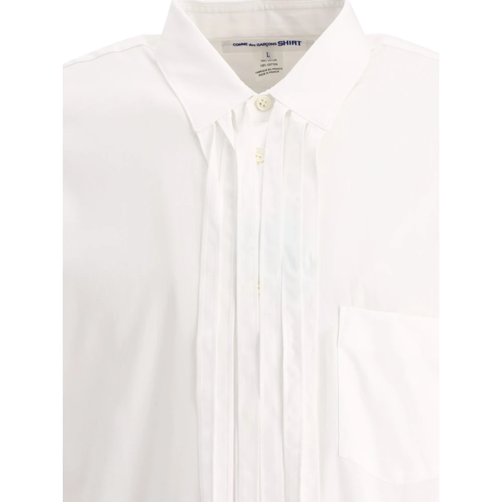 Comme des Garçons Gefranjerde katoenen poplin blouse White Heren