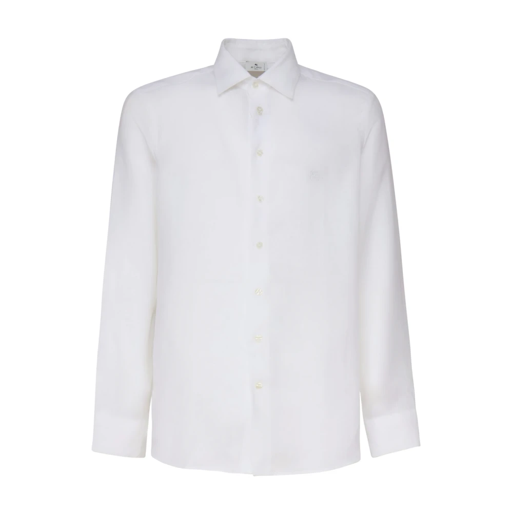 ETRO Wit linnen overhemd met Pegasus-motief White Heren