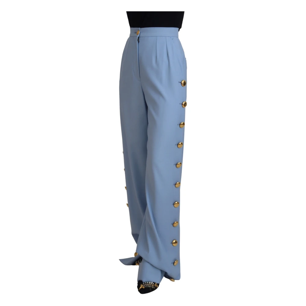Dolce & Gabbana Elegante lichtblauwe broek van wol-zijde mix Blue Dames
