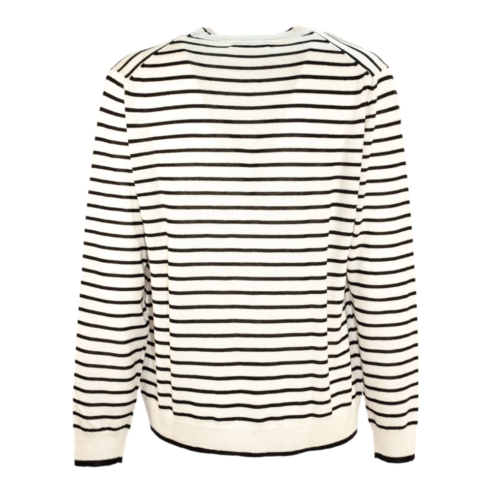 Mauro Grifoni Gestreepte V-hals Cardigan Sweater White Heren