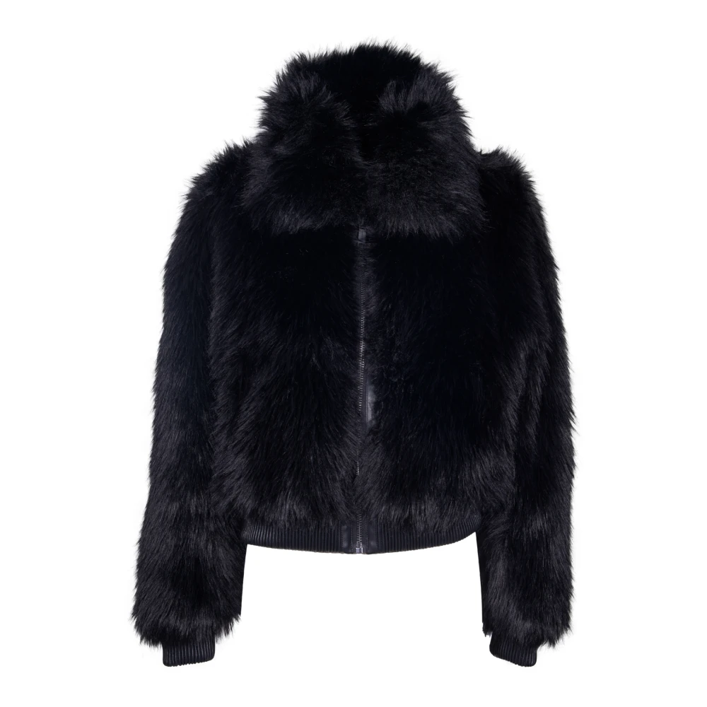 Michael Kors Zwarte synthetische bontbomberjas Black Dames