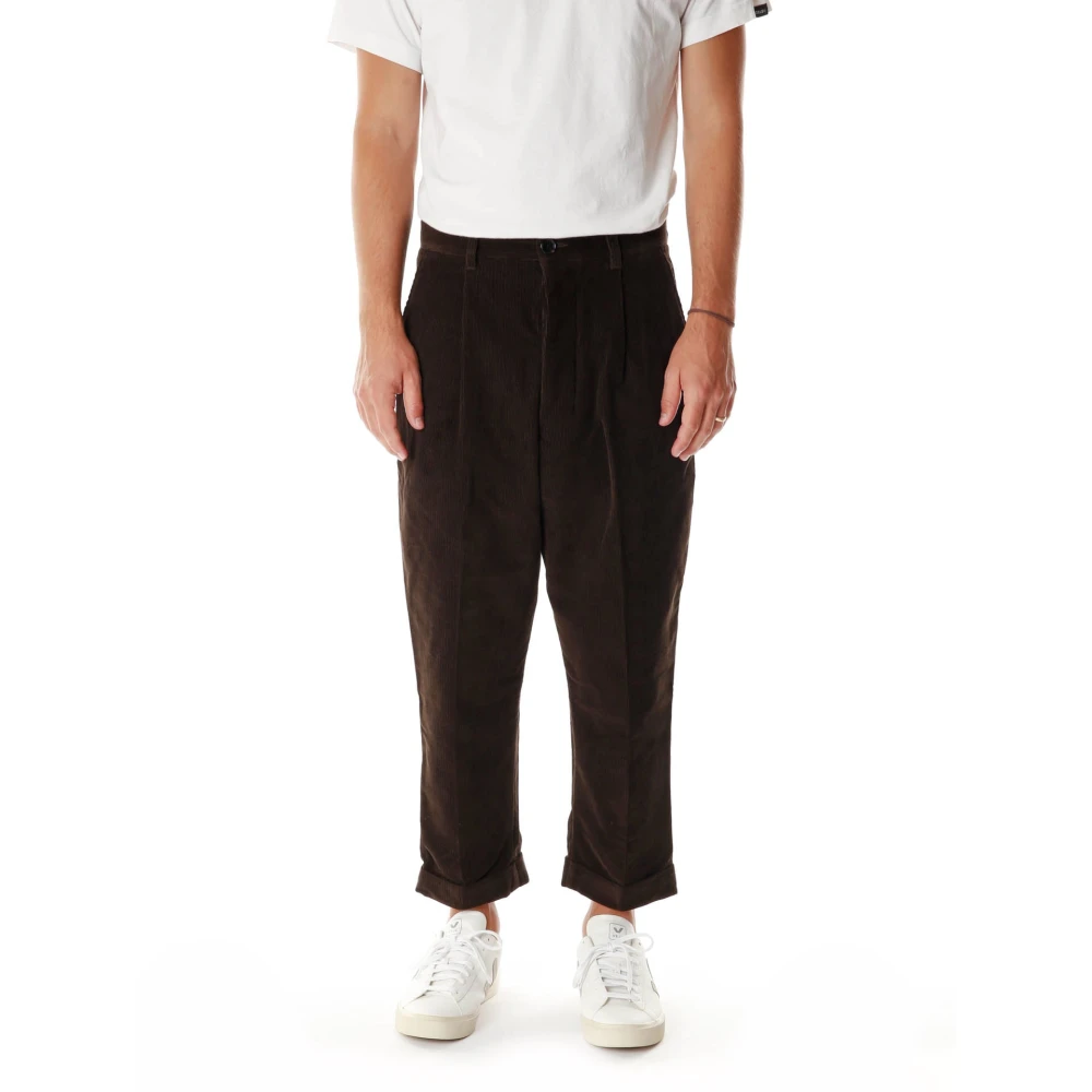 Ami Paris Men's Brown Straight Trousers, Xl, Oversized Corduroy Carrot Fit Trousers