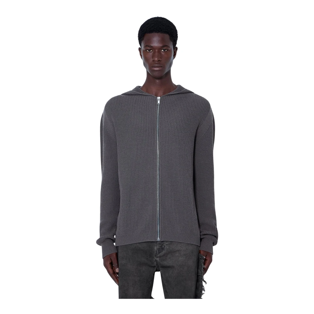 Rick Owens Uomo Grigio - Felpa Con Zip In Lana - Sweatshirts & Hoodies - S