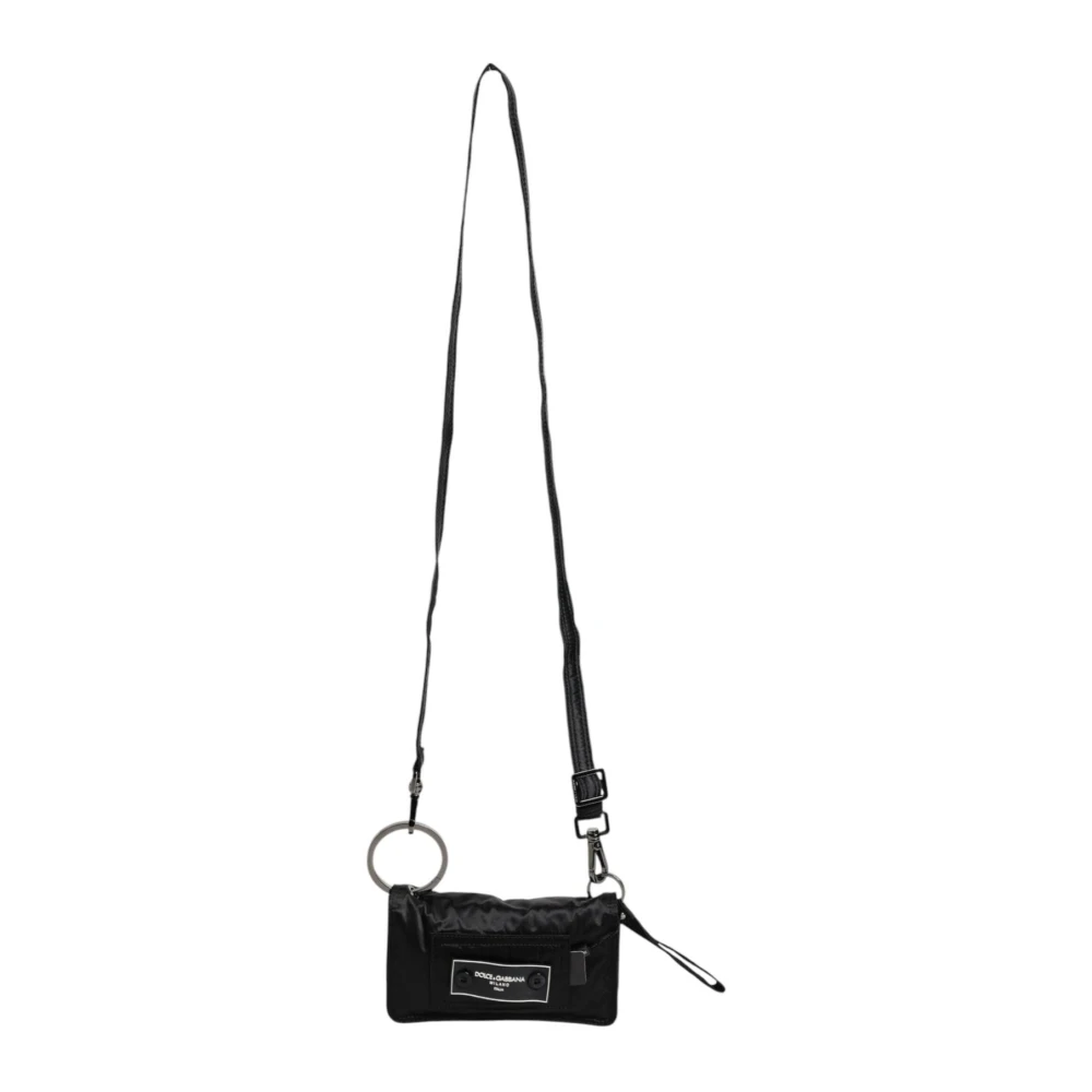 Dolce & Gabbana Zwarte Stoffen Logo Crossbody Tas Black Dames