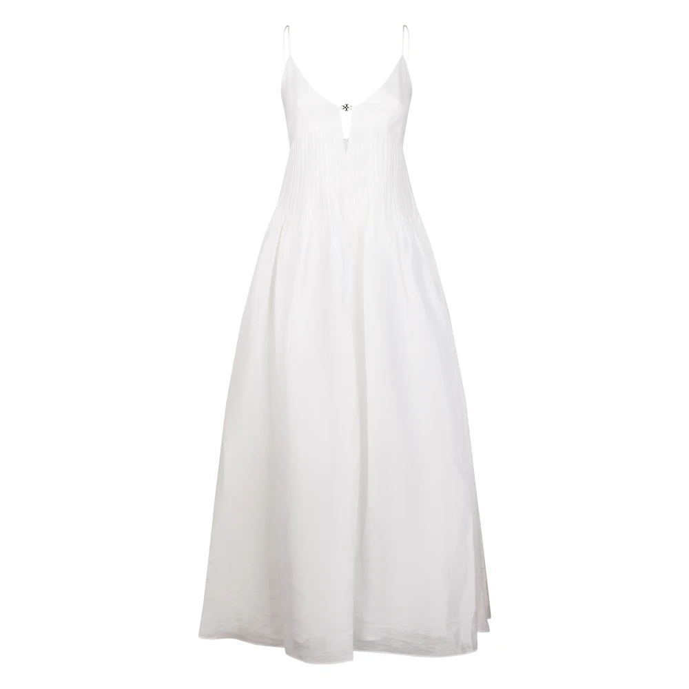 Tory Burch Women's White Maxi Dresses, S, Waisted Linen Dress