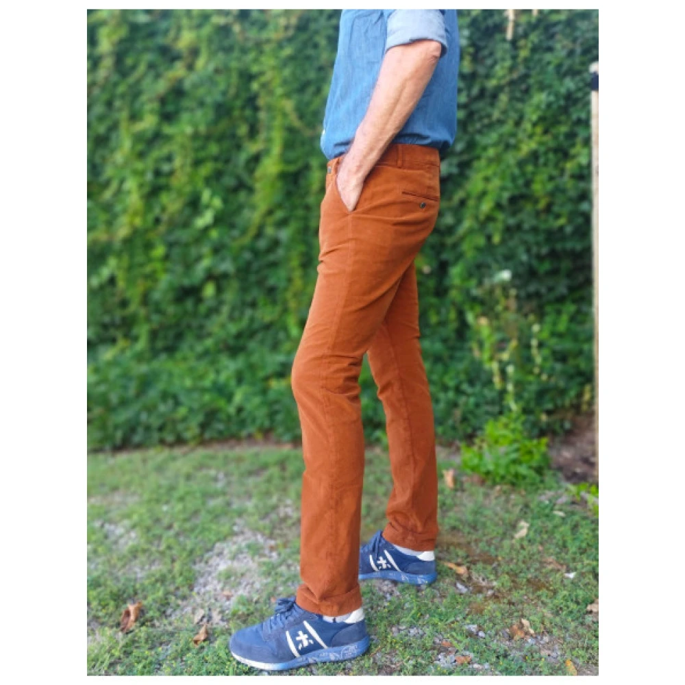 Mason's Slim Fit Fluweel Katoenen Chino Broek Brown Heren