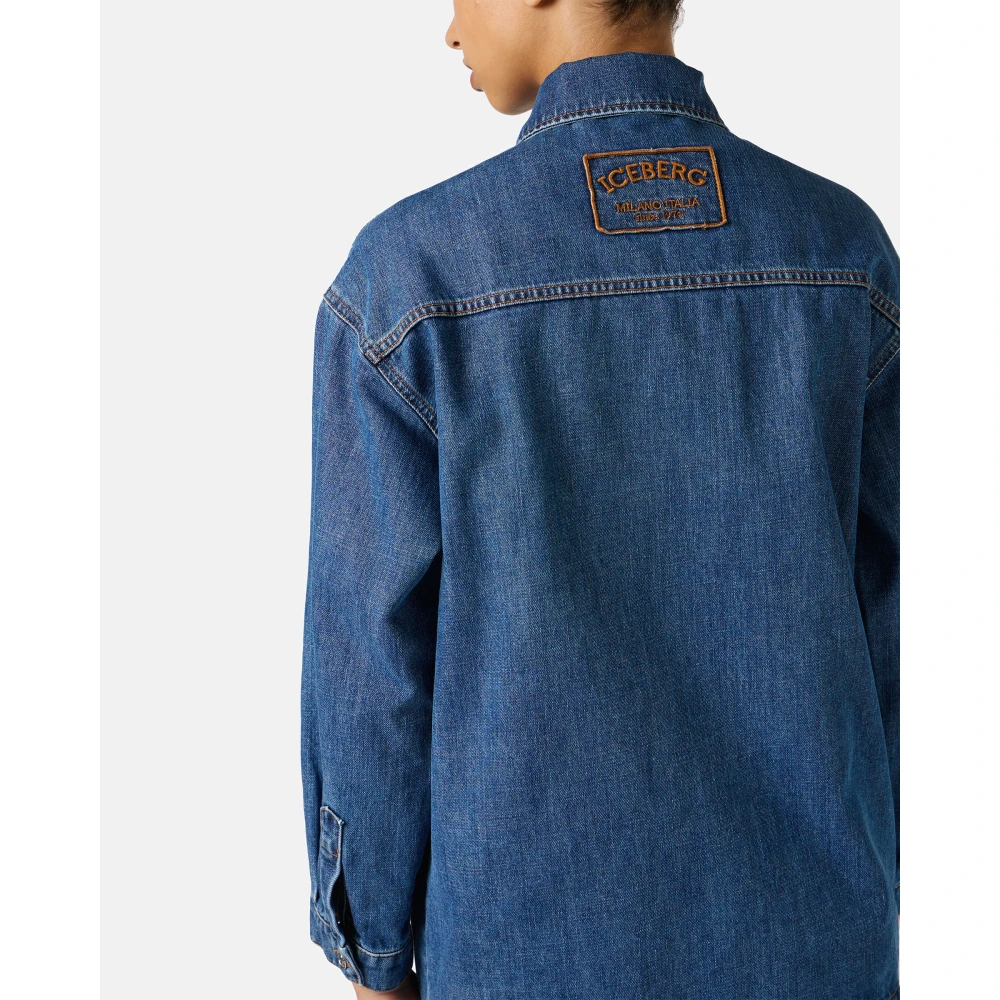 Iceberg Regular fit jack in indigo vast denim met gelaserde graphics Blue Dames