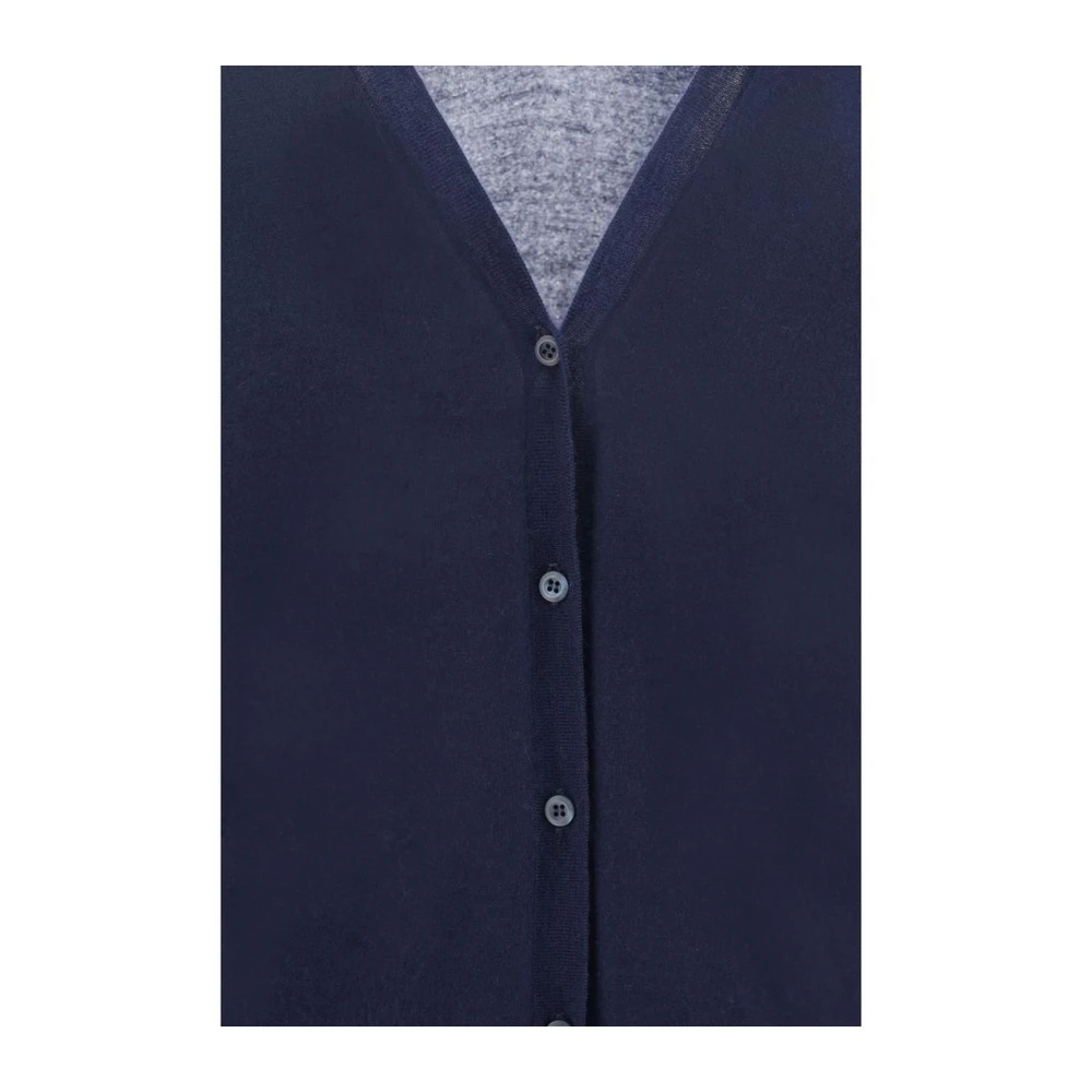 Prada Kasjmier V-hals Vest met Ribboord Blue Dames