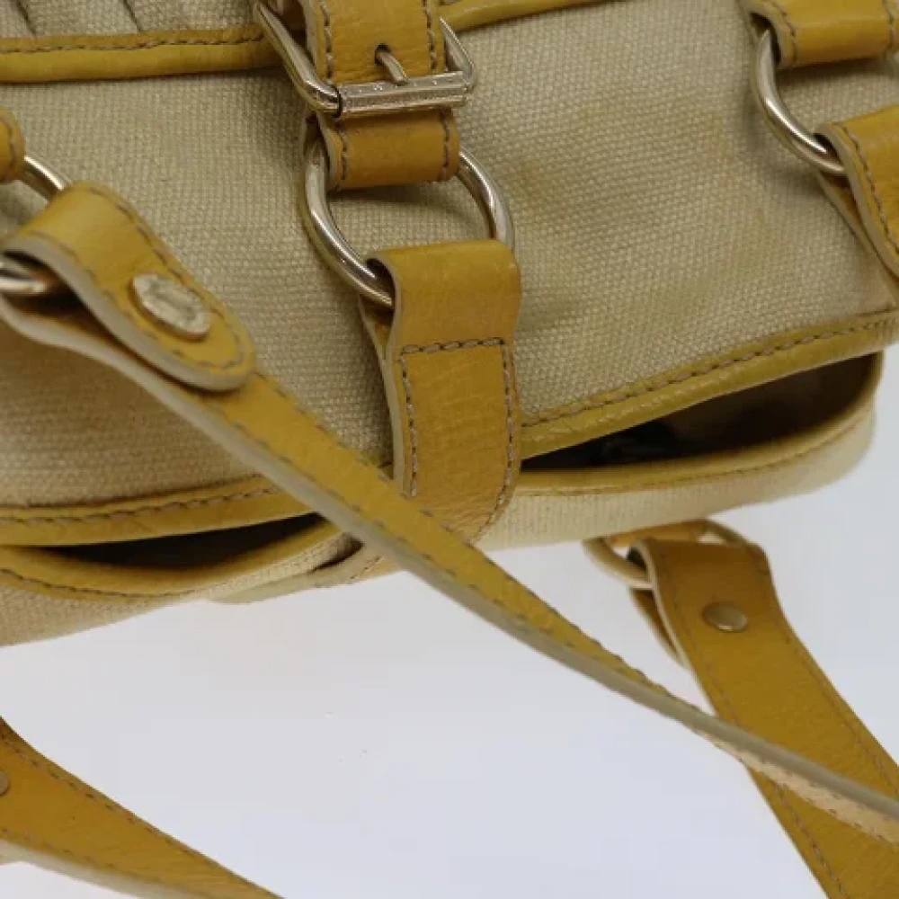 Celine Vintage Pre-owned Canvas handbags Yellow Dames