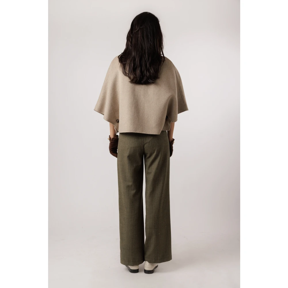 Alter Ego Beige Melange Cape Style Jas Brown Dames