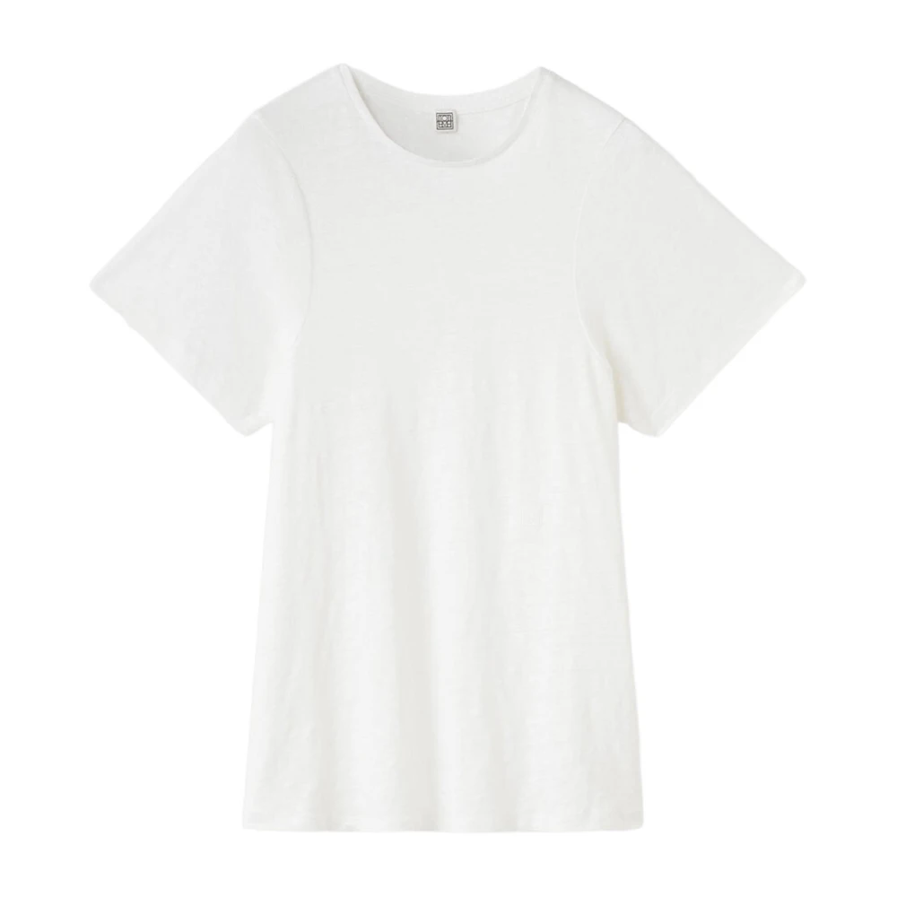 TotêMe Gebogen Wit Linnen T-shirt White Dames