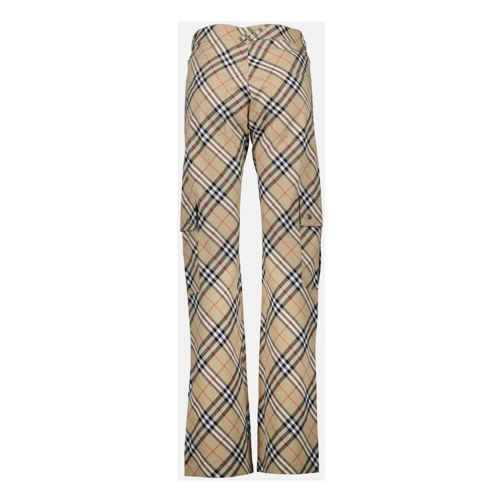 Burberry Vintage Geruite Linnen Broek Beige Dames
