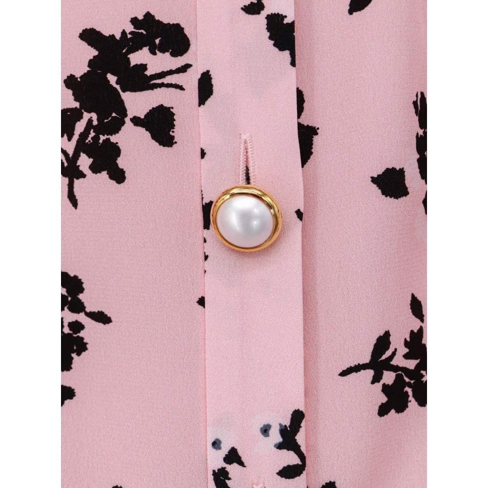 Alessandra Rich Zijden jurk met rozenprint Pink Dames