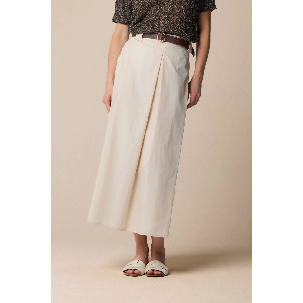 Kocca Wijdvallende Lange Rok met Middenplooi White Dames