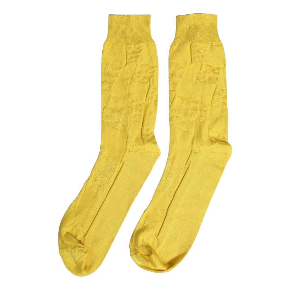 Dolce & Gabbana , Silk Scarves, Male, Yellow, One Size, Men Yellow 100% Silk Mid Calf Accessory Socks