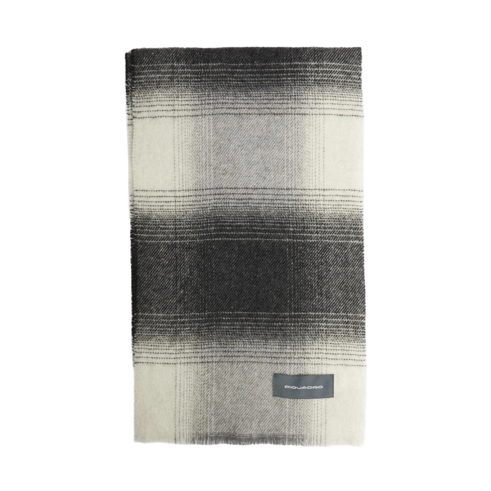 Piquadro Herr Svart Accessoarer One Size, Kashmir, Men's Scarf In Wool And Cashemere With Soft Check Pattern