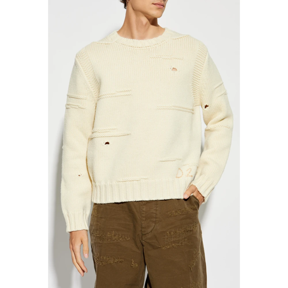 Dsquared2 Wollen trui Beige Heren