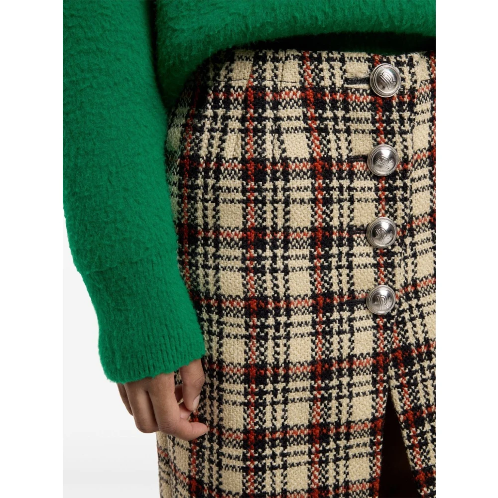 Paco Rabanne Mannelijke Tartan Zwarte Lange Rok Multicolor Dames