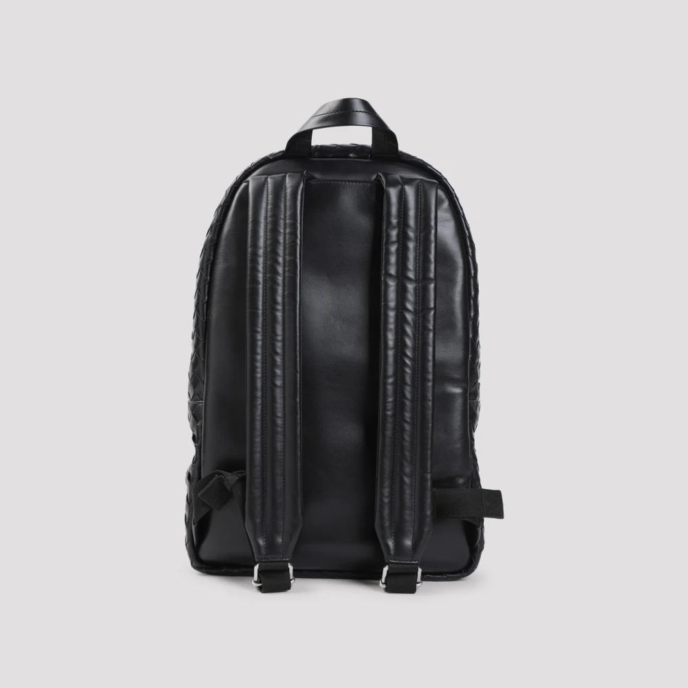 Bottega Veneta Zwarte Leren Rugzak Stijlvolle Herentas Black Heren