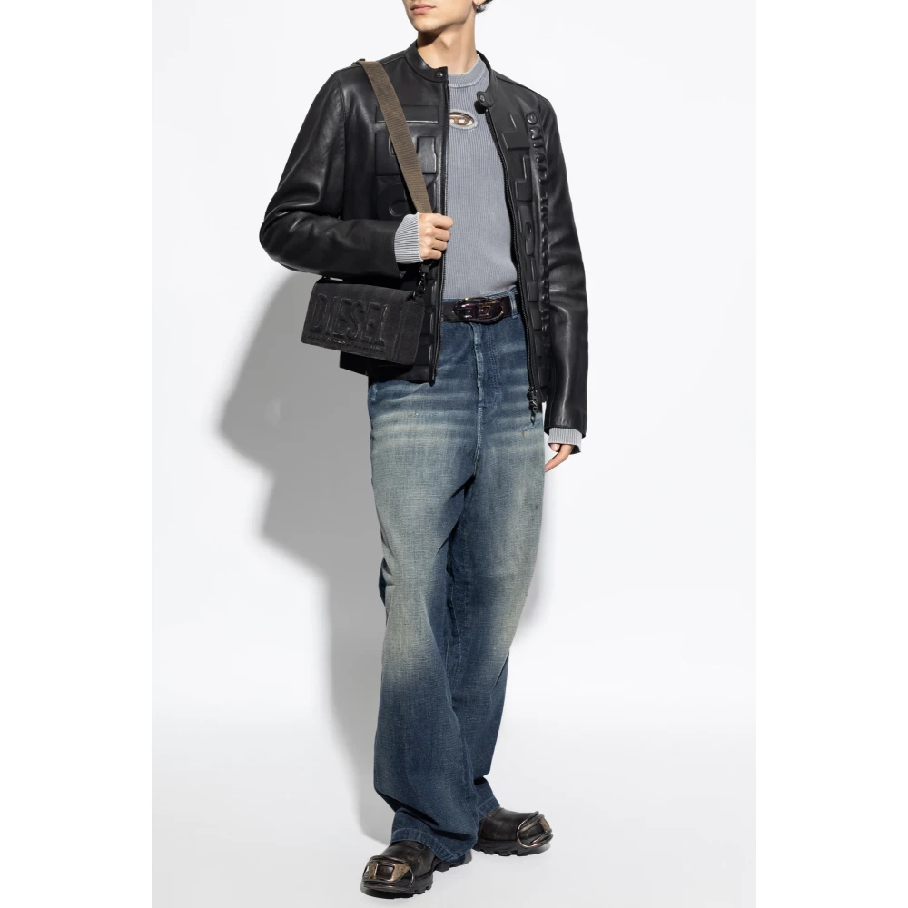 Diesel Leren jas L-Met-Vert Black Heren