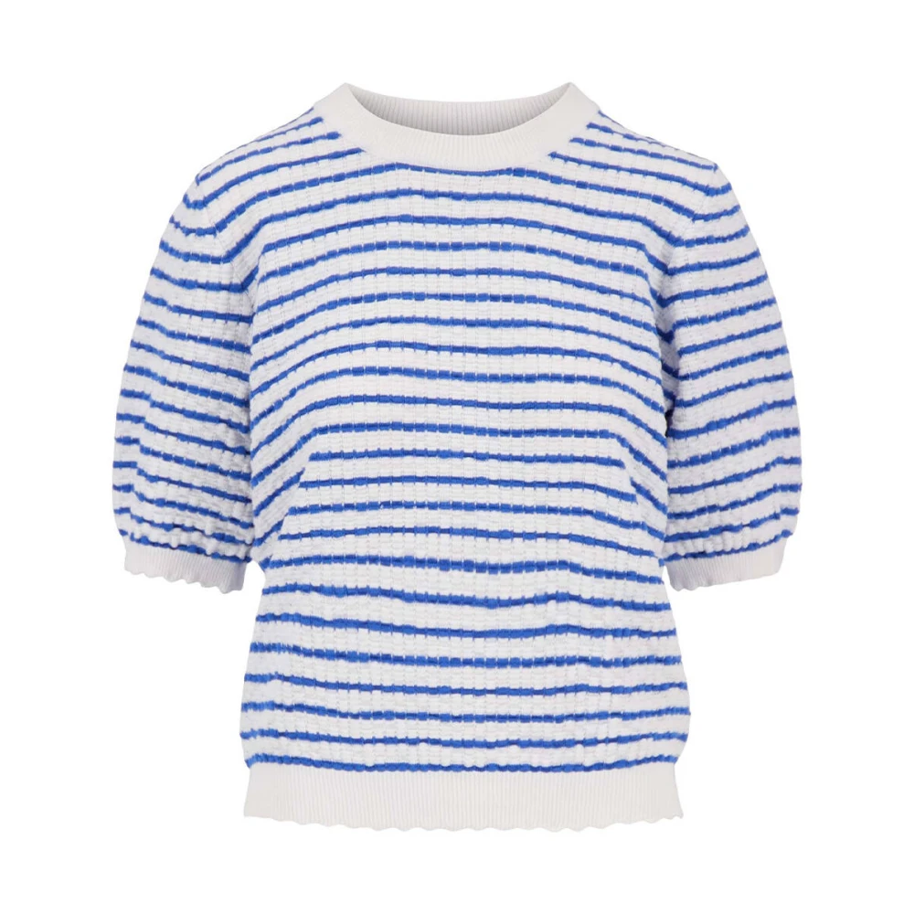 Zusss Gestreepte Korte Mouw Top Blue Dames
