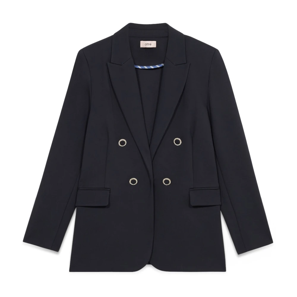 Oltre Milano-Rib Blazer met Juweelknopen Blue Dames