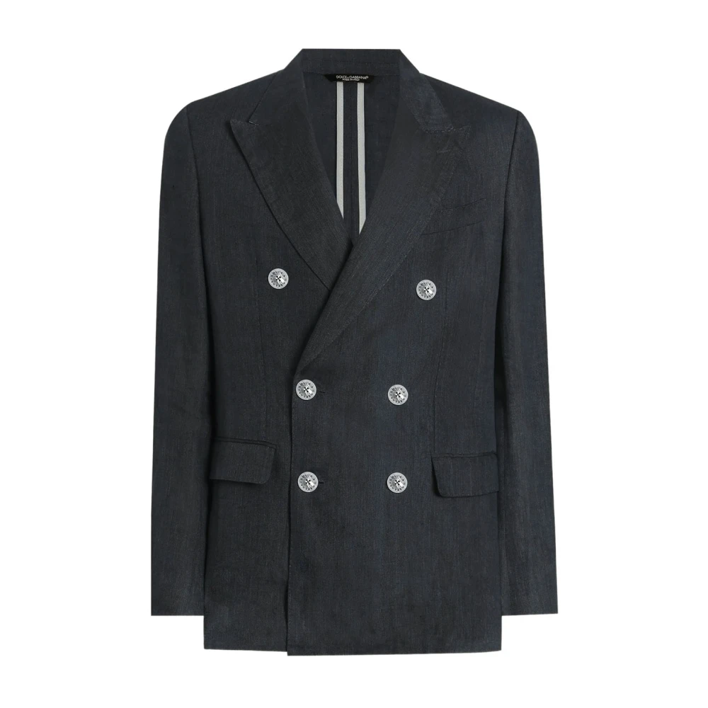Dolce & Gabbana Blazers, Male, 2XL, Sicilia Light Double-Breasted Jacket Gray