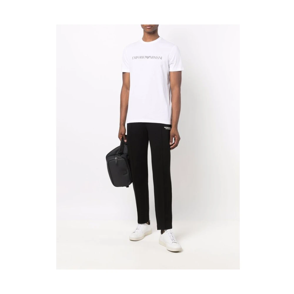 Emporio Armani Logo-print Katoenen T-Shirt White Heren