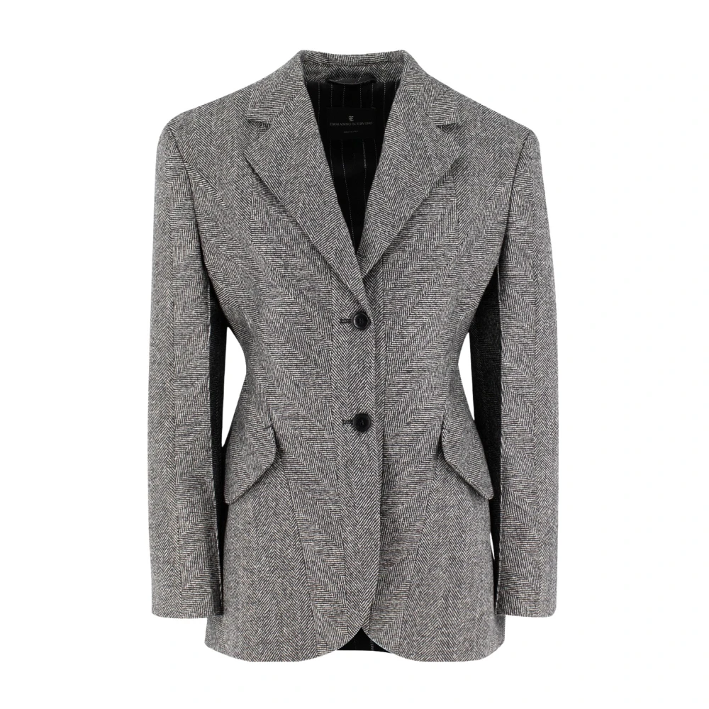 Ermanno Scervino Elegant Herringbone Jacket Gray Dames