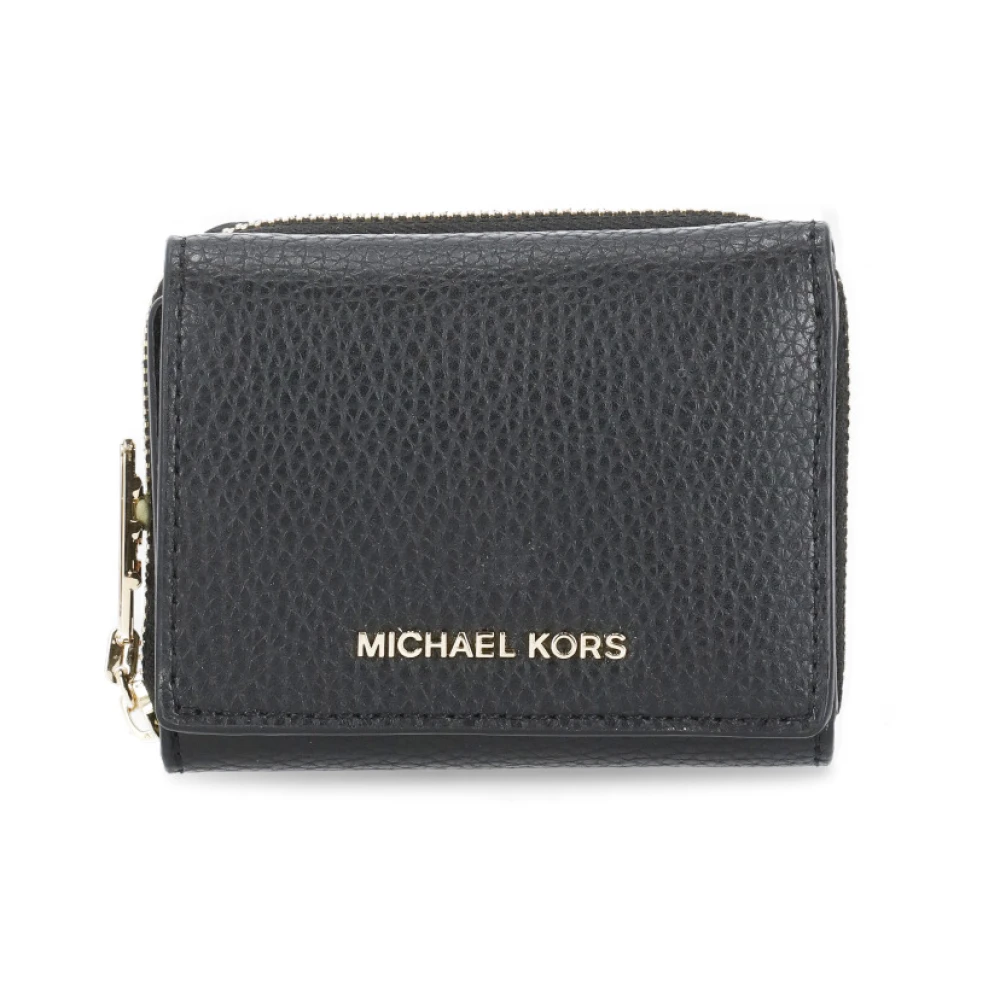 Michael Kors Zwarte Leren Damesportemonnee met Logo Black Dames