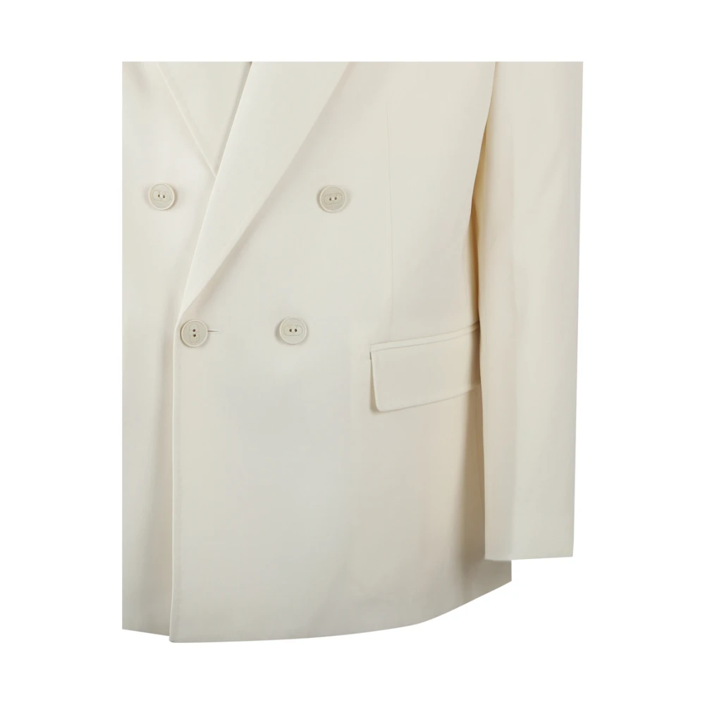 Valentino Garavani Witte Wol Double-Breasted Blazer Jas White Heren